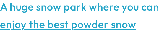 A huge snow park where you can enjoy the best powder snow
